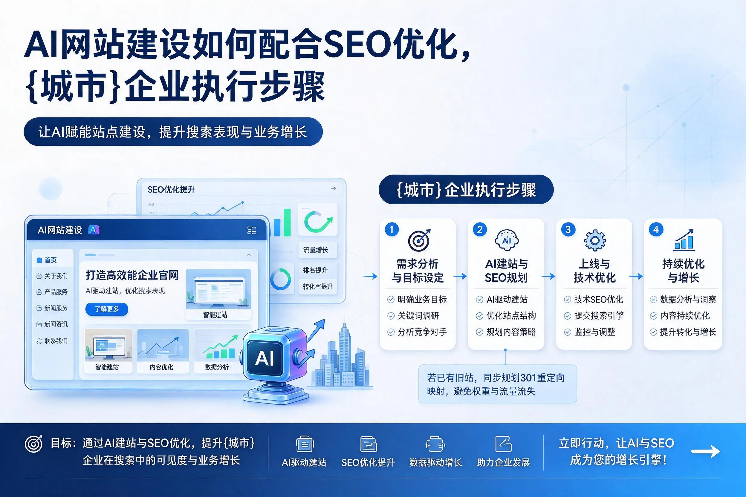 AI网站建设如何配合SEO优化，北屯企业执行步骤